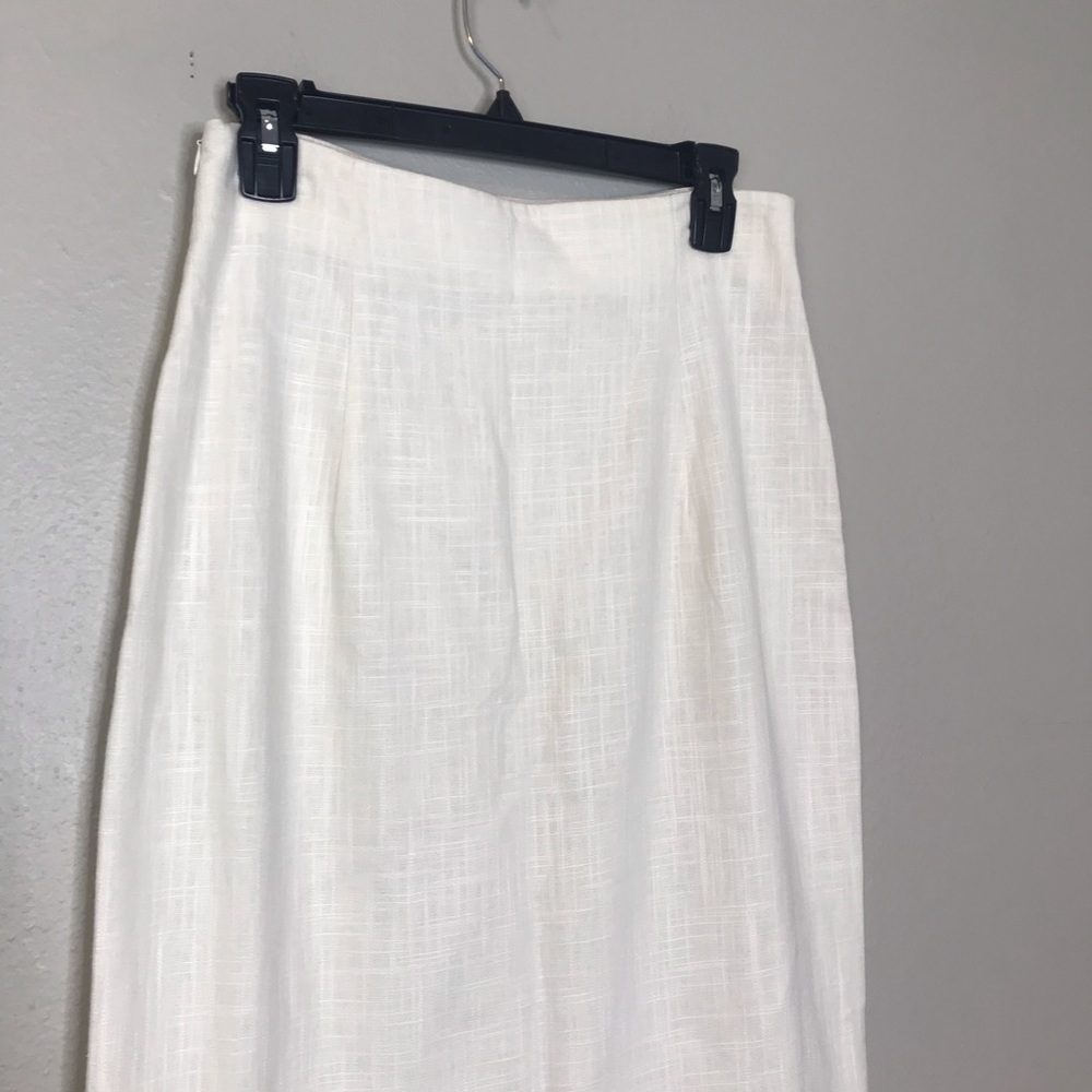 STAUD Women’s Andy fringed linen-blend midi skirt in ivory - Picture 6 of 10